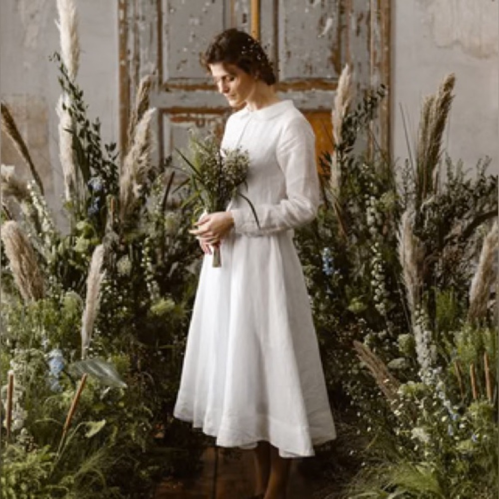 Son de Flor XL cream linen dress